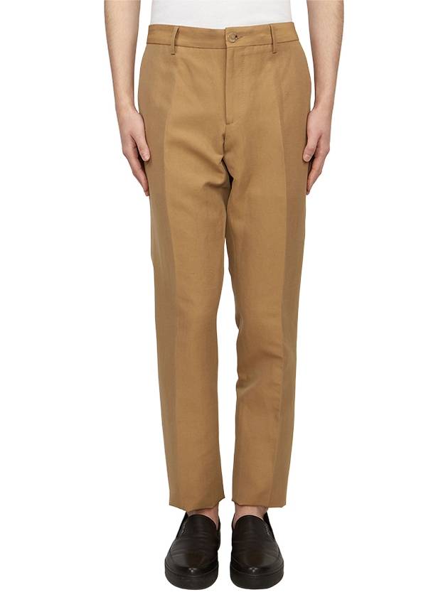 Burberry Wool Linen Tailored Straight Pants Camel
