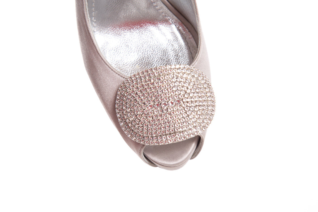 Francesco Russo Silver Platform Slingbacks SZ 39