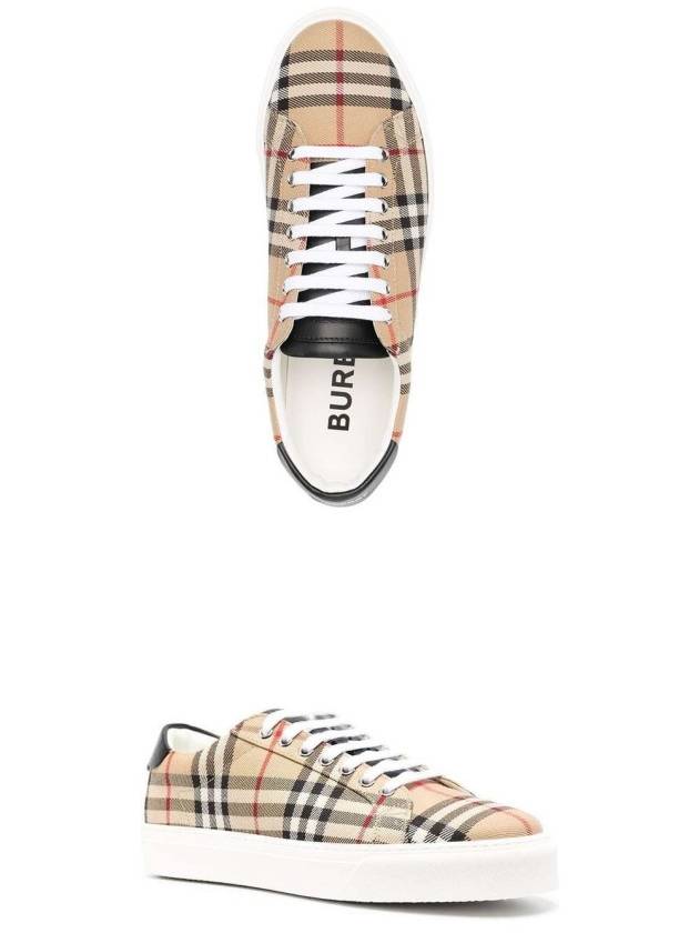 Burberry Men's Vintage Check Leather Low Top Sneakers Archive Beige