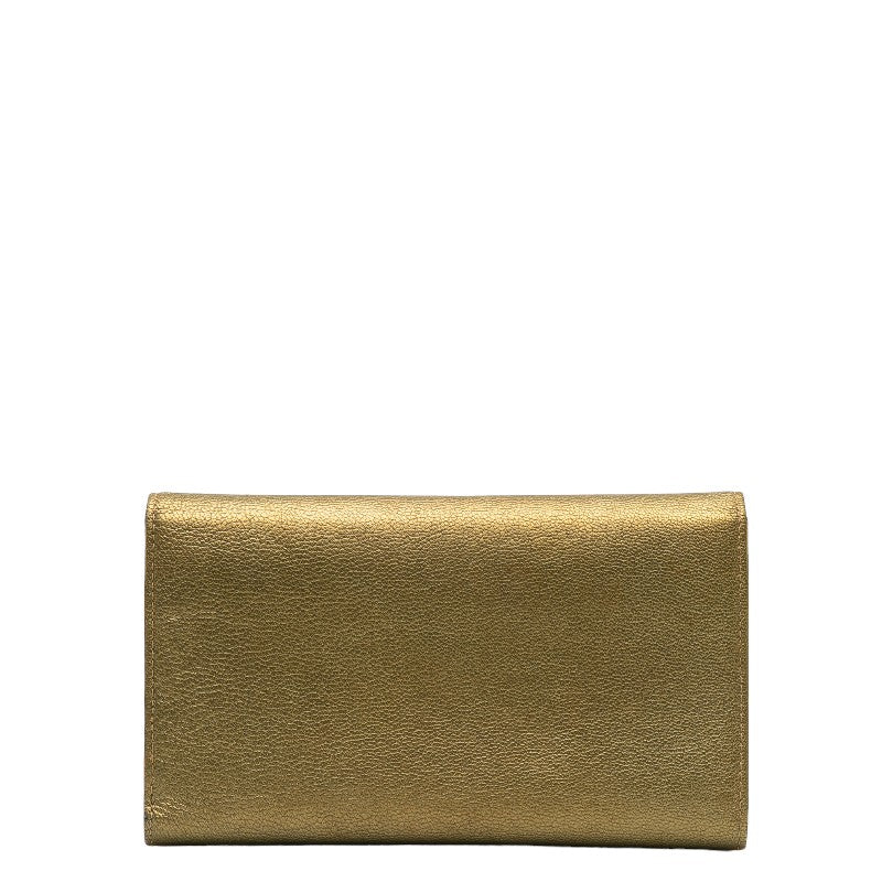 Top Quality Chanel Cocomark Three Folded Wallet Long Wallet Metal Curry Leather  CHANEL