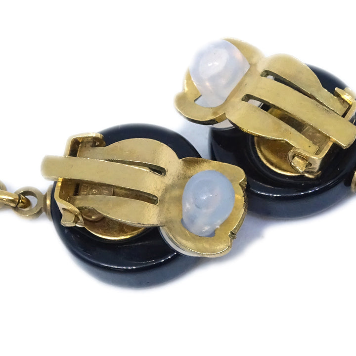 Top Quality Chanel Camelia Dangle Earrings Clip-On Black 03P
