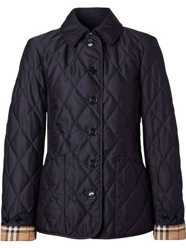 Burberry WoMen's Diamond Quilted Thermoregulated Check Jacket Midnight