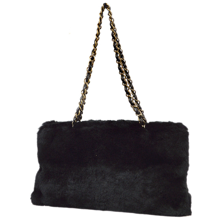Top Quality Chanel 2000-2001 Black Fur Tote Handbag