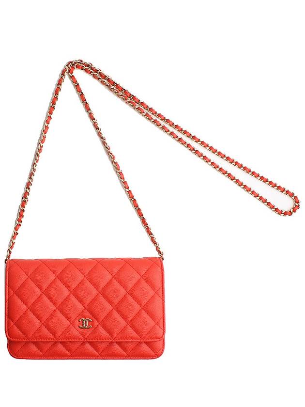 WOC Red Orange Caviar Silver Mini Cross 27th Division Chanel