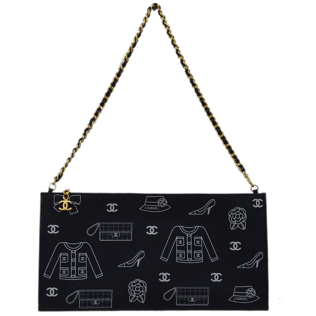 Top Quality Chanel Fall 2002 Black Canvas Icon Chain Handbag
