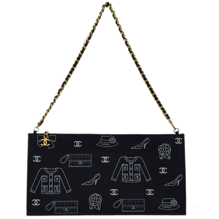 Top Quality Chanel Fall 2002 Black Canvas Icon Chain Handbag