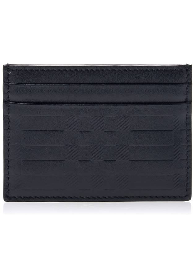 Burberry Embossed Check Leather Card Wallet Black