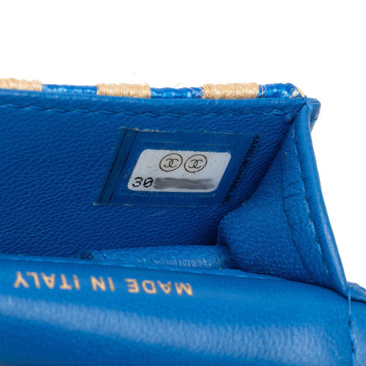 Top Quality Chanel Coco Yale pods pro case blue beige raffia leather ladies CHANEL