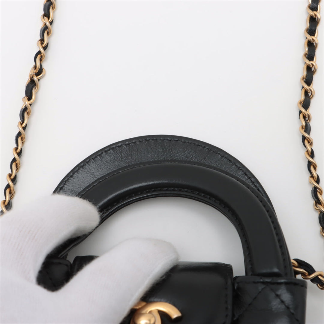Top Quality Chanel Mattress Leather 2WAY Shoulder Bag Black Gold  AP3435