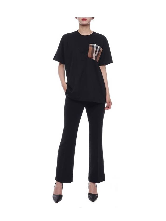Burberry Carrick Check Print Crew Neck Long Sleeve T-Shirt Black