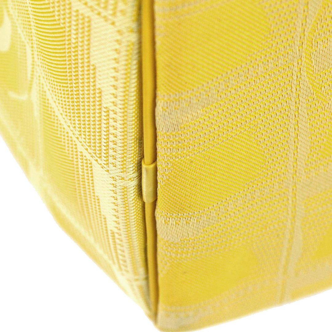 Top Quality Chanel 2001-2003 Yellow Jacquard Nylon New Travel Line Shoulder Bag