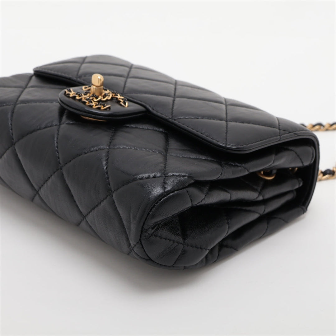 Top Quality Chanel Matrasse Single Flap Single Chain Bag Black