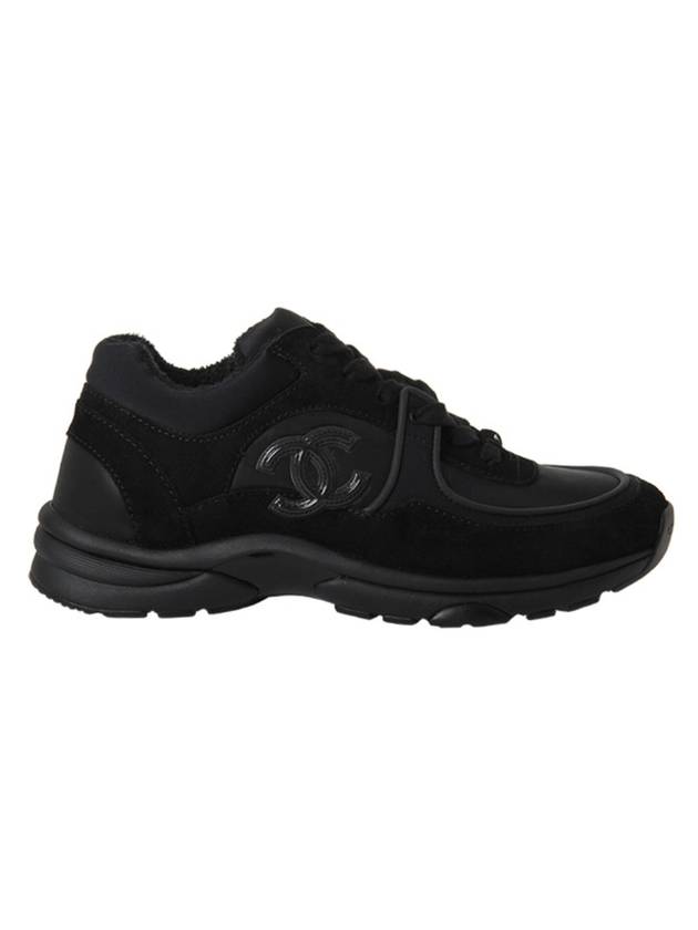 Cruz CC Logo Suede Low Top Sneakers Black Chanel