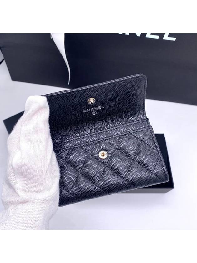 Caviar Flap Card Wallet Black Chanel