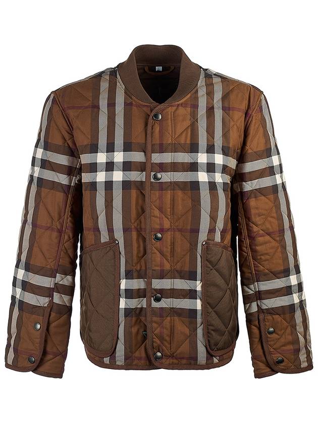 Burberry Check Stripe Quilted Bomber Jacket Brown