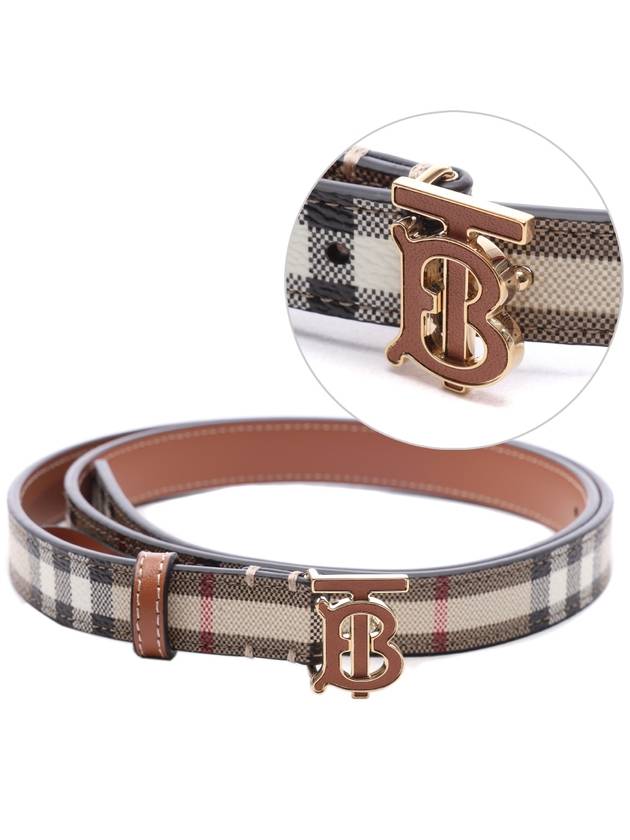 Burberry Logo Check Leather Belt Archive Beige Briar Brown
