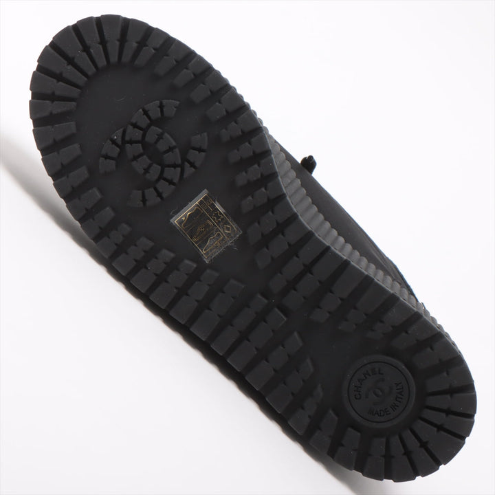 Top Quality Chanel Coco Leather X Fabric High-Cut Sneaker 35  Black G38091