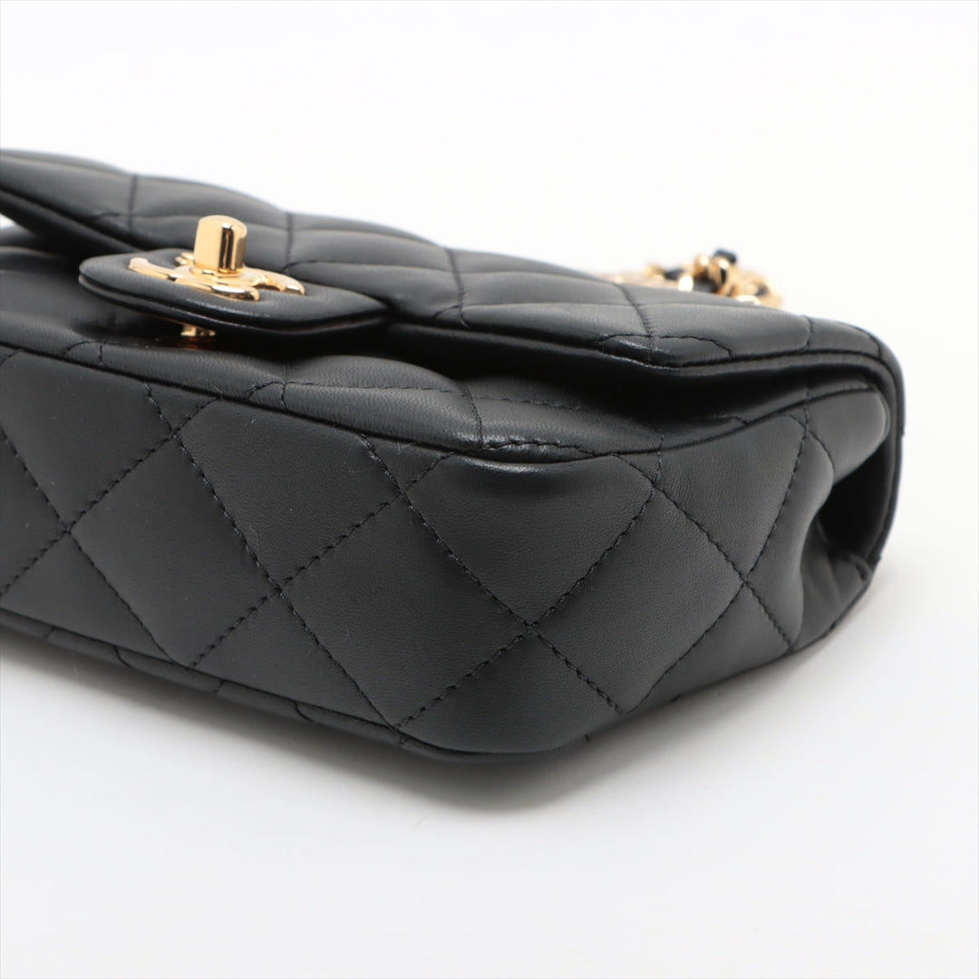 Top Quality Chanel Mini Matrasse  2WAY Shoulder Bag Top Handle Black G Gold