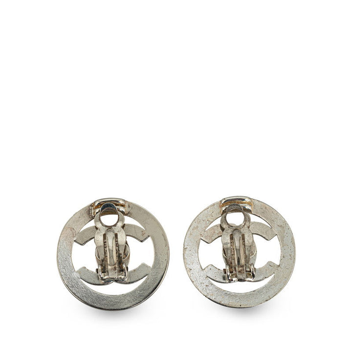 Top Quality Chanel Vintage Cocomark Whiteboard Rock Earring Silver Metal  Chanel