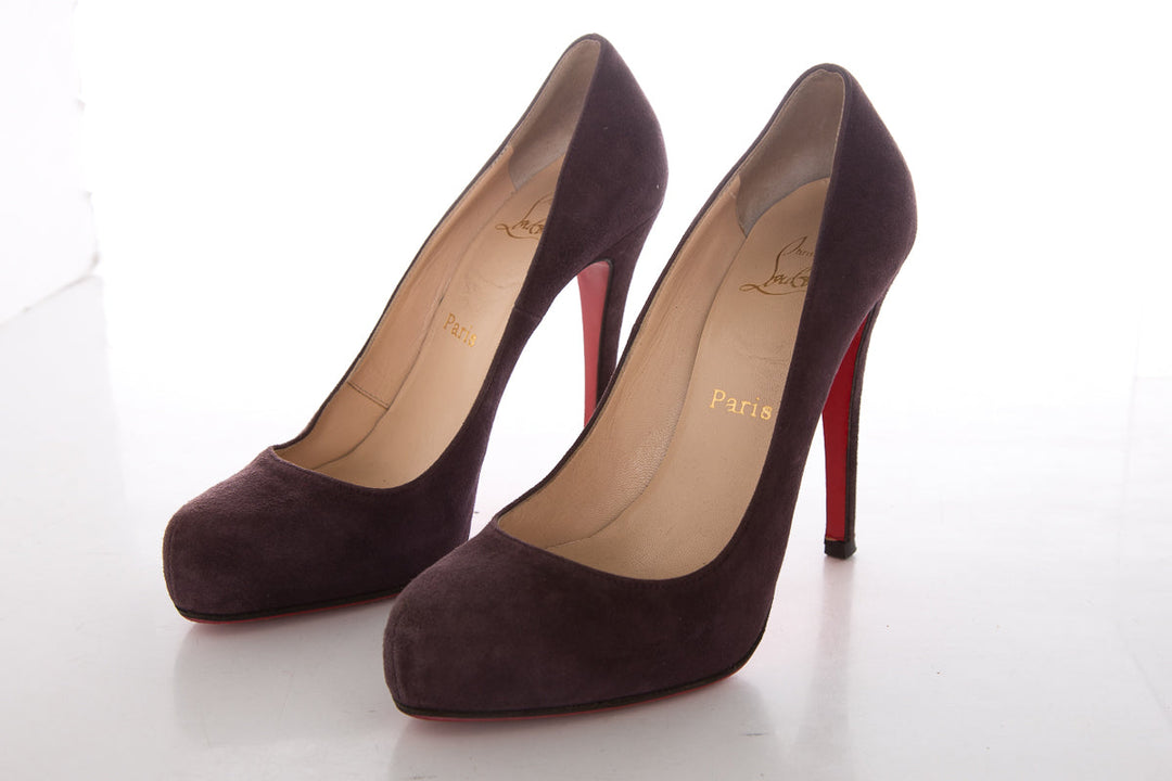 Christian Louboutin Eggplant Suede Pumps SZ 38.5