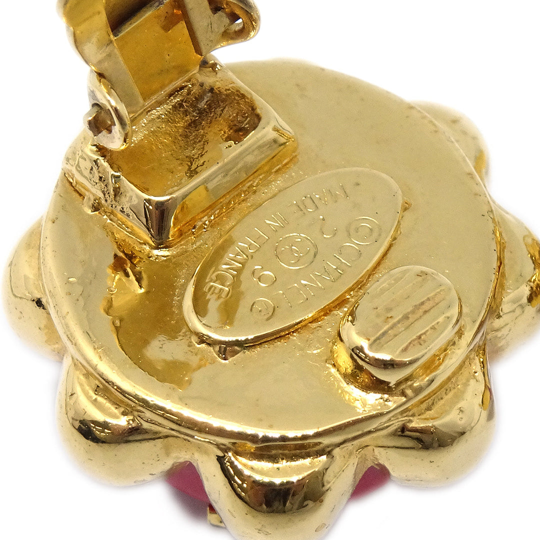 Top Quality Chanel Button Earrings Clip-On Red 29