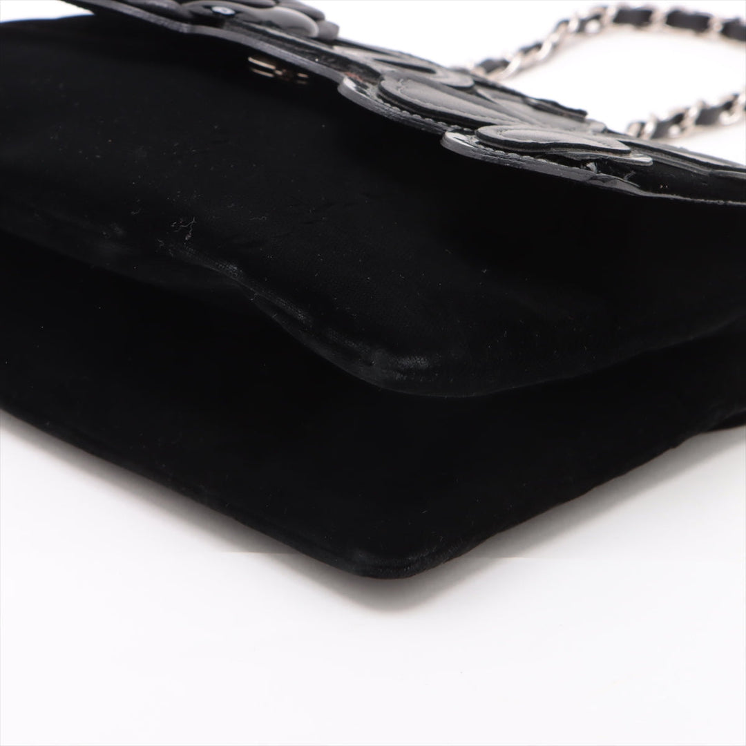 Top Quality Chanel Camelia Belbet X Leather Chain Shoulder Bag Black Silver G