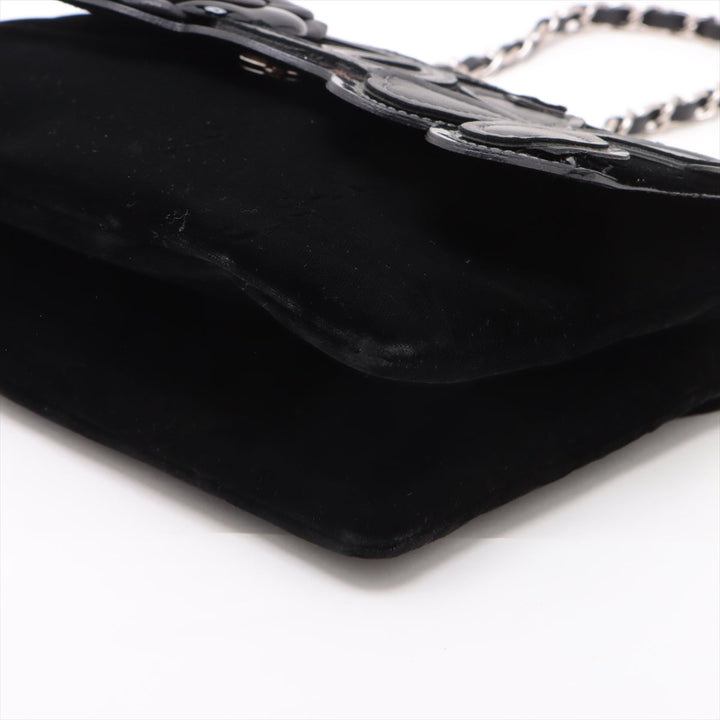 Top Quality Chanel Camelia Belbet X Leather Chain Shoulder Bag Black Silver G
