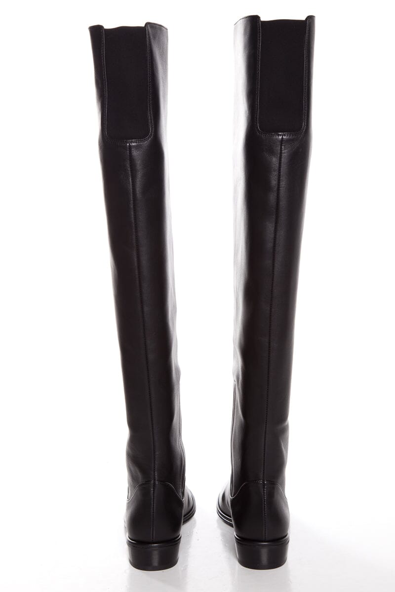 Stuart Weitzman Black Nappa Leather Round Toe Boots SZ 7