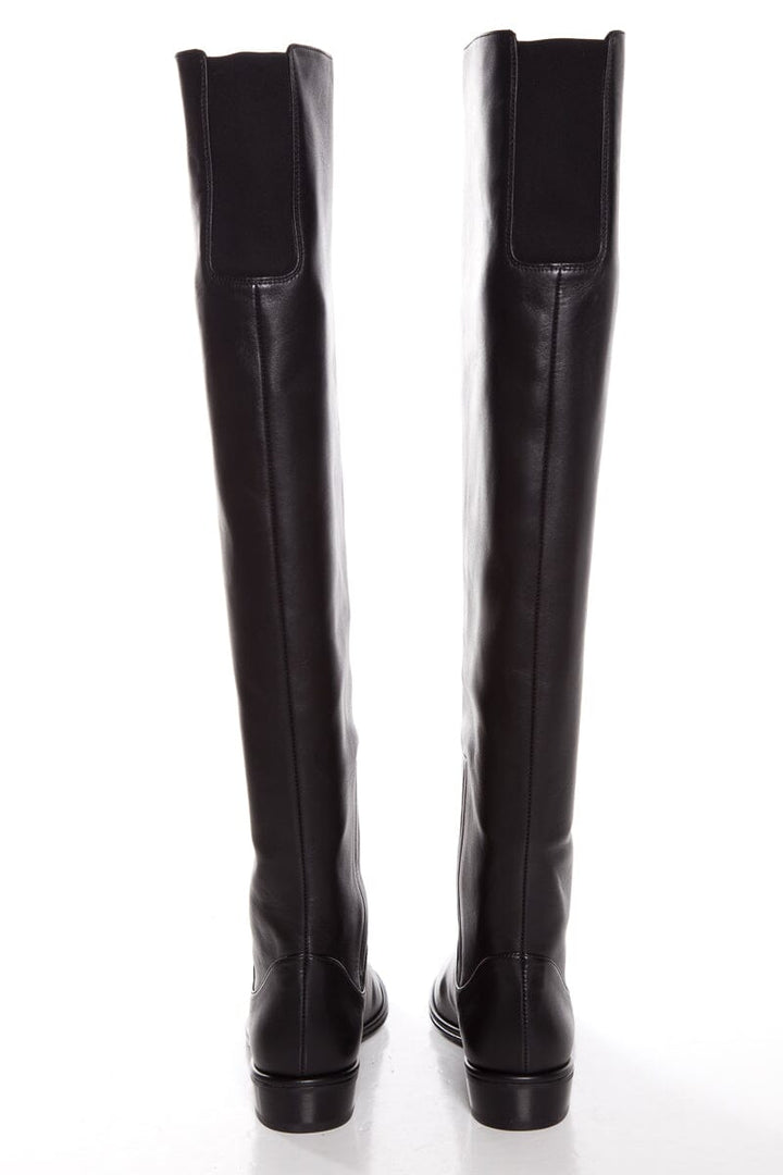 Stuart Weitzman Black Nappa Leather Round Toe Boots SZ 7