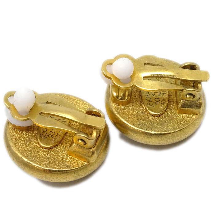 Top Quality Chanel Button Earrings Gold Clip-On 93A