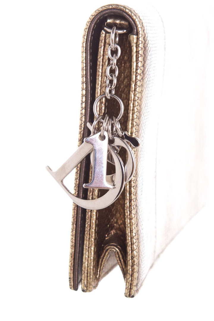 Lady Top quality Dior Gold Lizard Skin Clutch