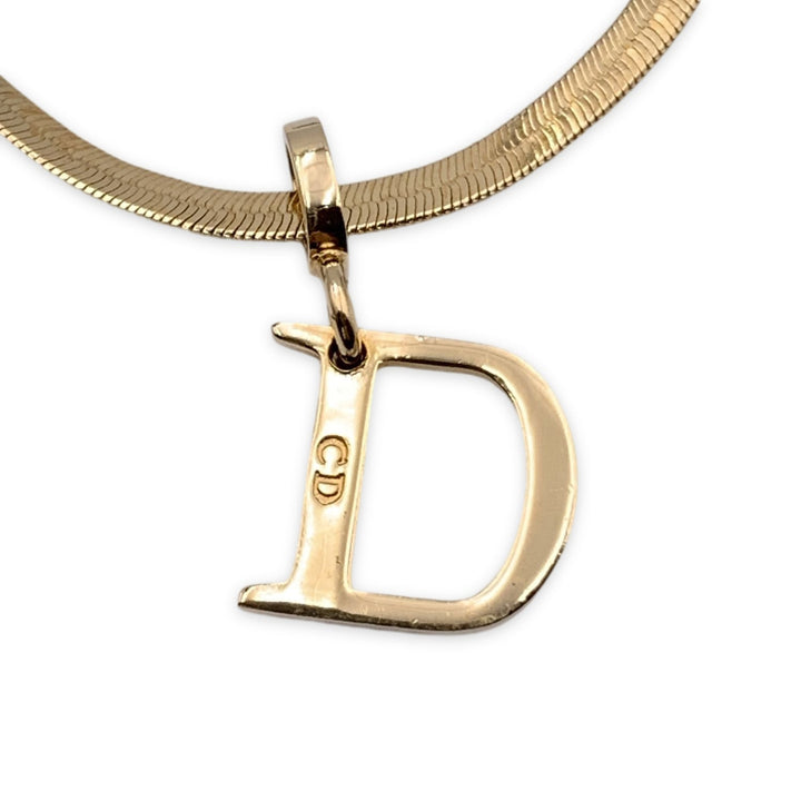 CHRISTIAN Top quality Dior Gold Metal D Logo Pendant Snake Chain Bracelet