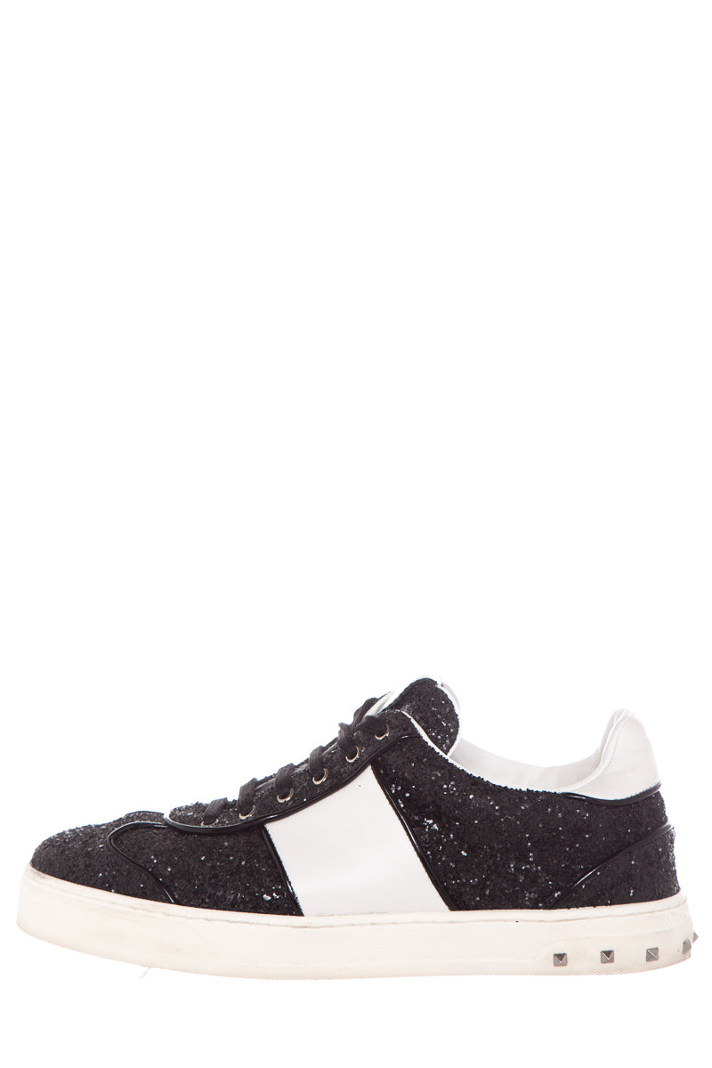 Valentino Black Glitter Rockstud Sneakers SZ 38.5