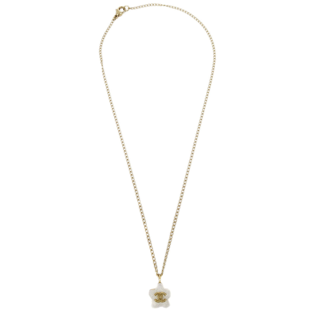 Top Quality Chanel Star Chain Necklace Pendant White 03A