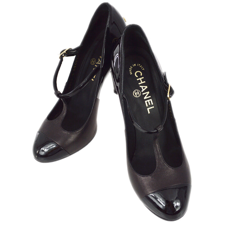 Top Quality Chanel * Black Ankle Strap Pumps Shoes #35 1/2 C