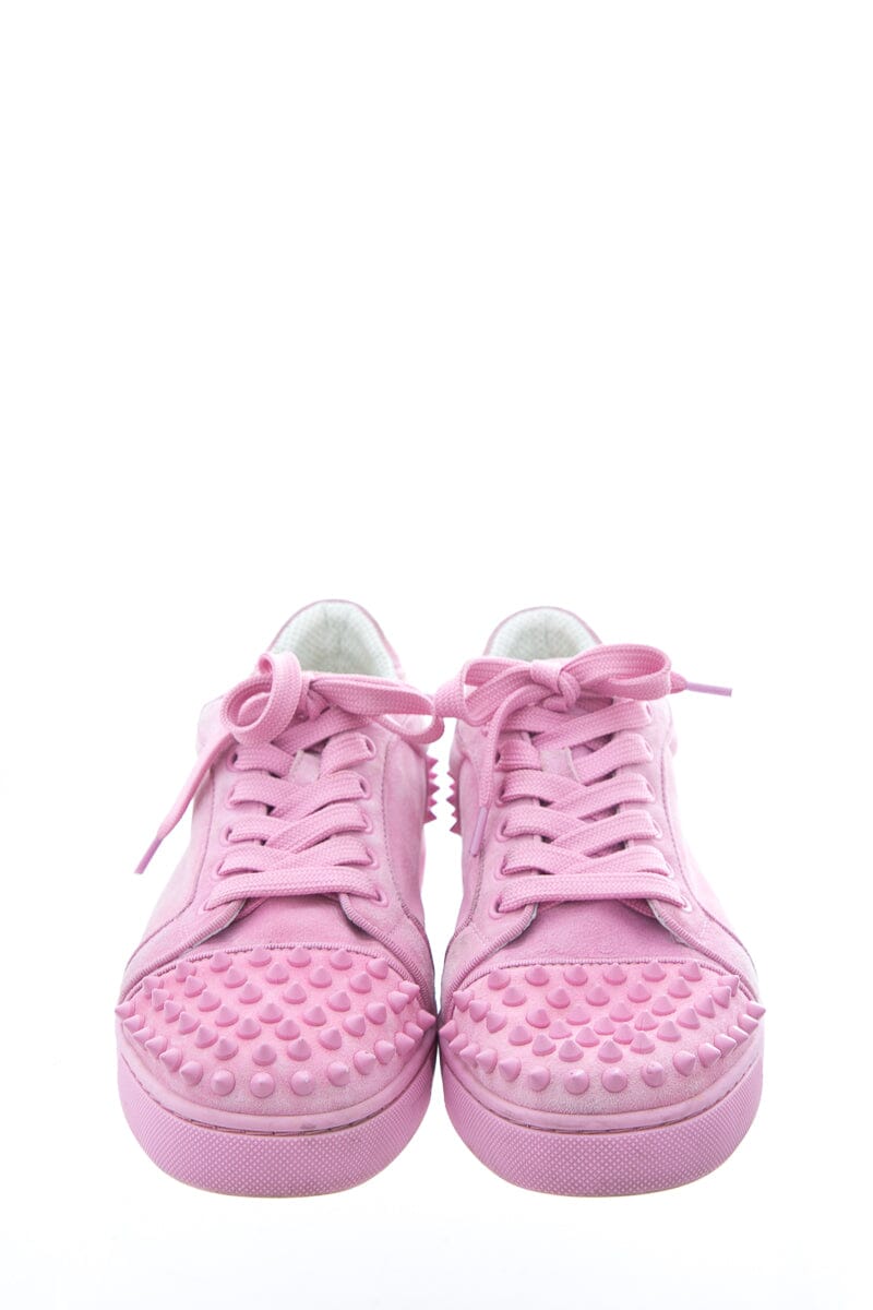 Christian Louboutin Pink Lace Up Sneakers SZ 40