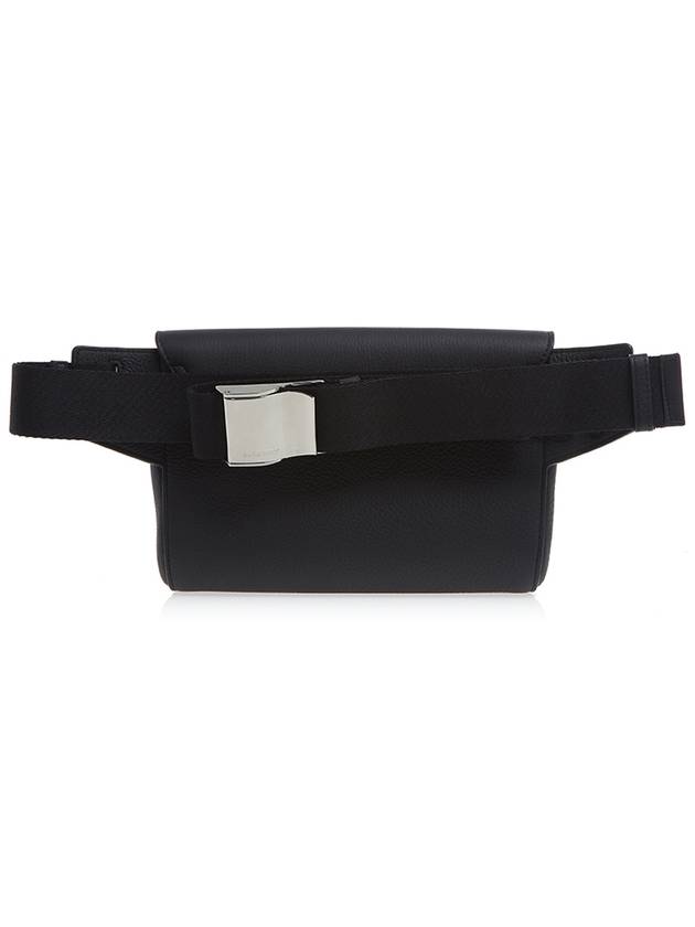 Burberry Logo Engraved Leather Belt Bag Black