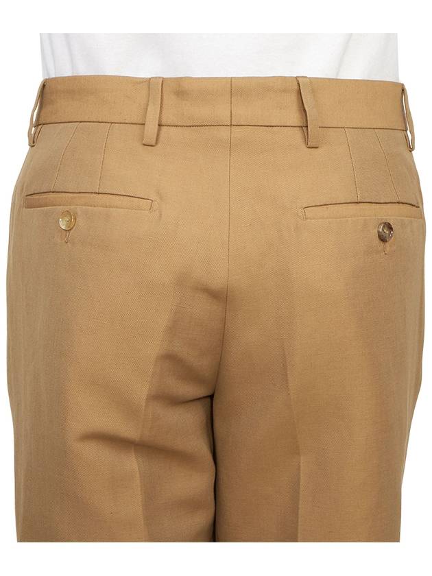 Burberry Wool Linen Tailored Straight Pants Camel