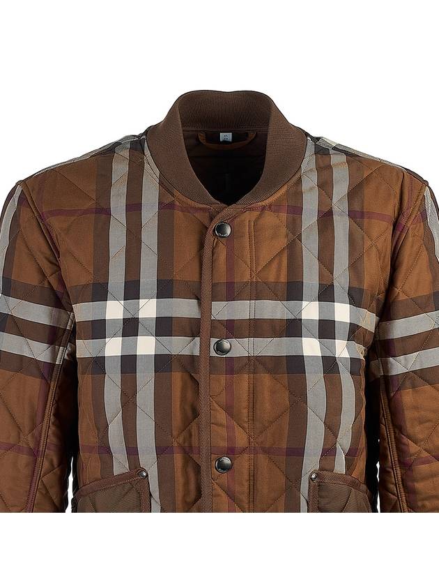 Burberry Check Stripe Quilted Bomber Jacket Brown