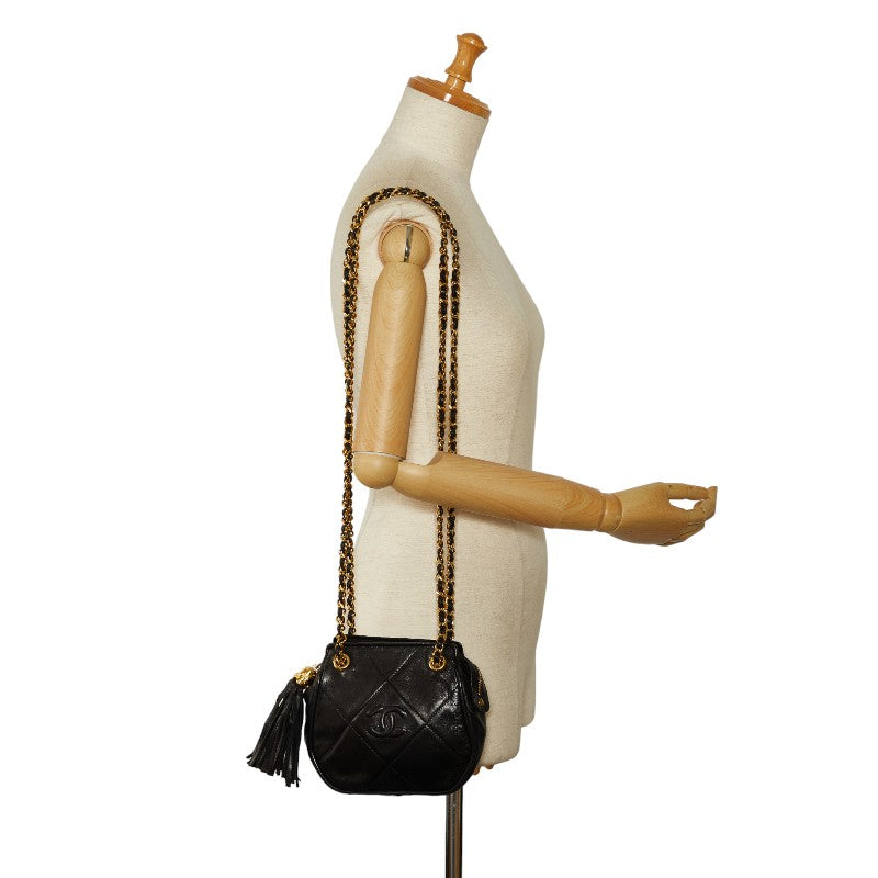 Top Quality Chanel Vintage Chain Shoulder Bag in Lambskin Black