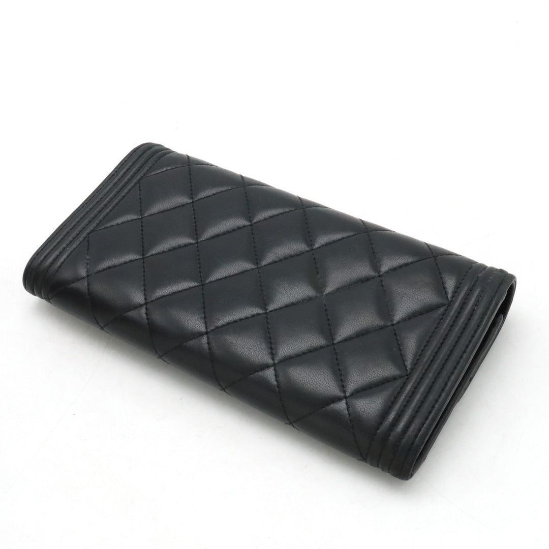 Top Quality Chanel Top Quality Chanel BOY Top Quality Chanel MATRASSES COCOMARK 2 Foldable Wallet 2 Foldable Wallet Leather Black Black Silver Gold  A80286