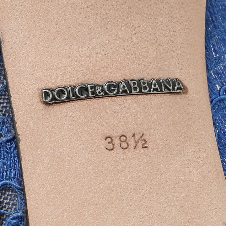 Dolce & Gabbana Blue Bellucci Crystal Lace Pumps 38.5