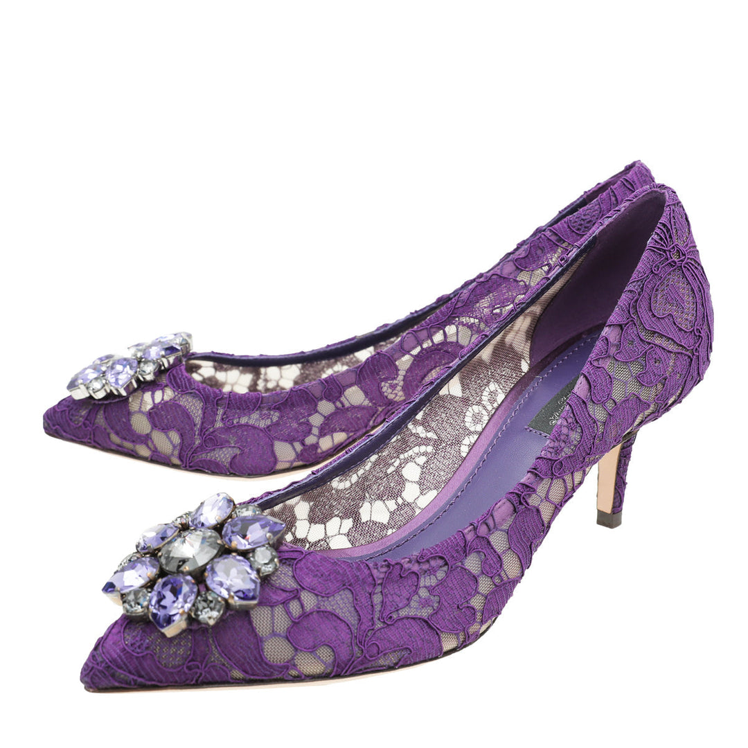 Dolce & Gabbana Violet Taormina Lace Pumps 36.5