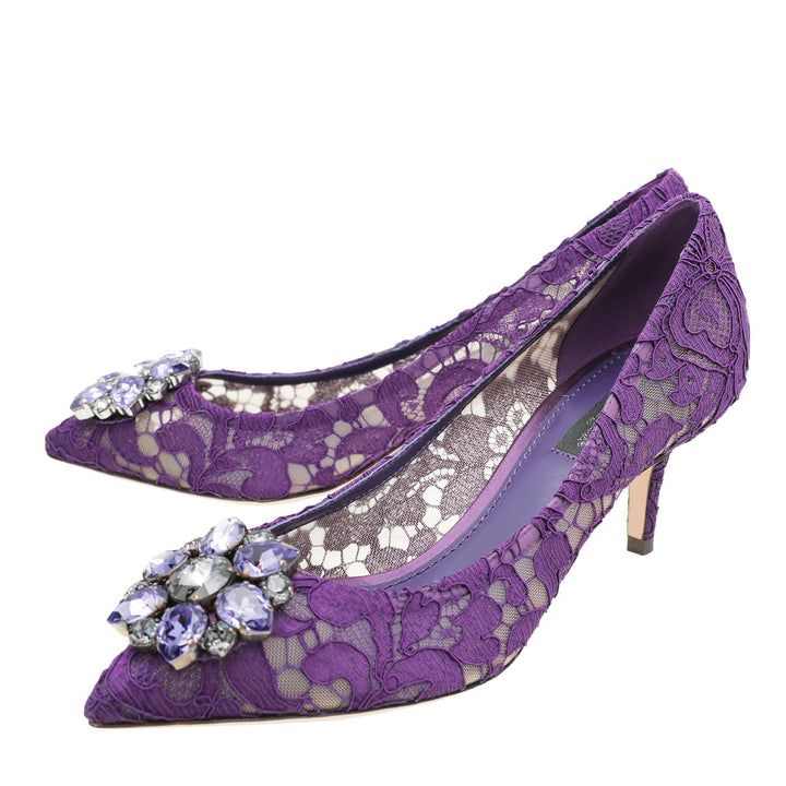 Dolce & Gabbana Violet Taormina Lace Pumps 36.5