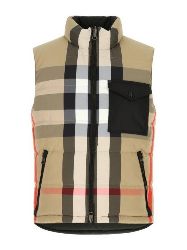 Burberry Reversible Check Pocket Embroidered Nylon Vest Beige