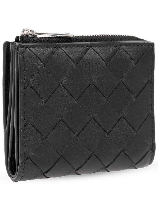 Bottega veneta Intrecciato Bifold Calfskin Half Wallet Black