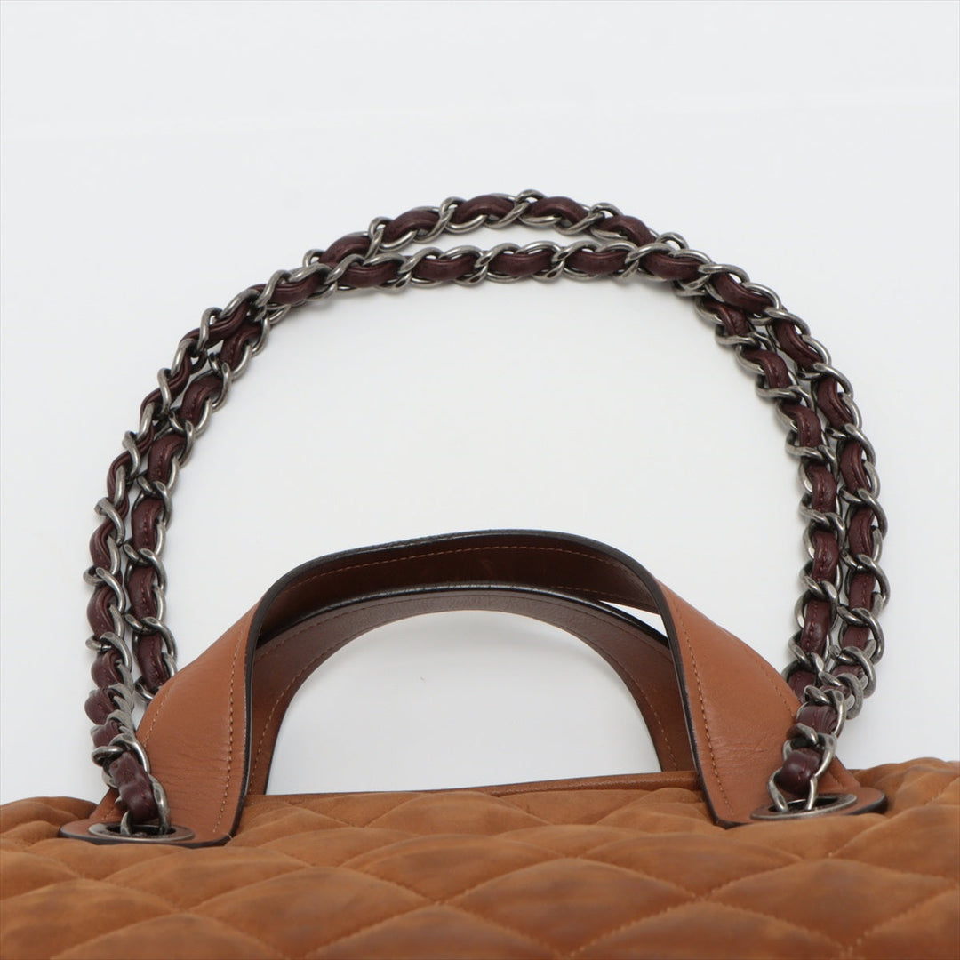 Top Quality Chanel Matrasse Leather 2WAY Handbag Brown Silver Gold  14th