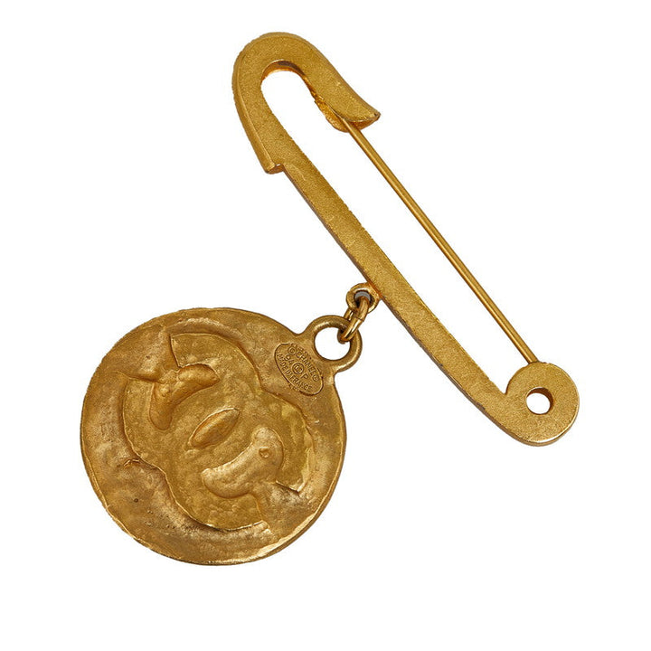 Top Quality Chanel Vintage Logo Cocomark Coin Brochure Gold   Chanel