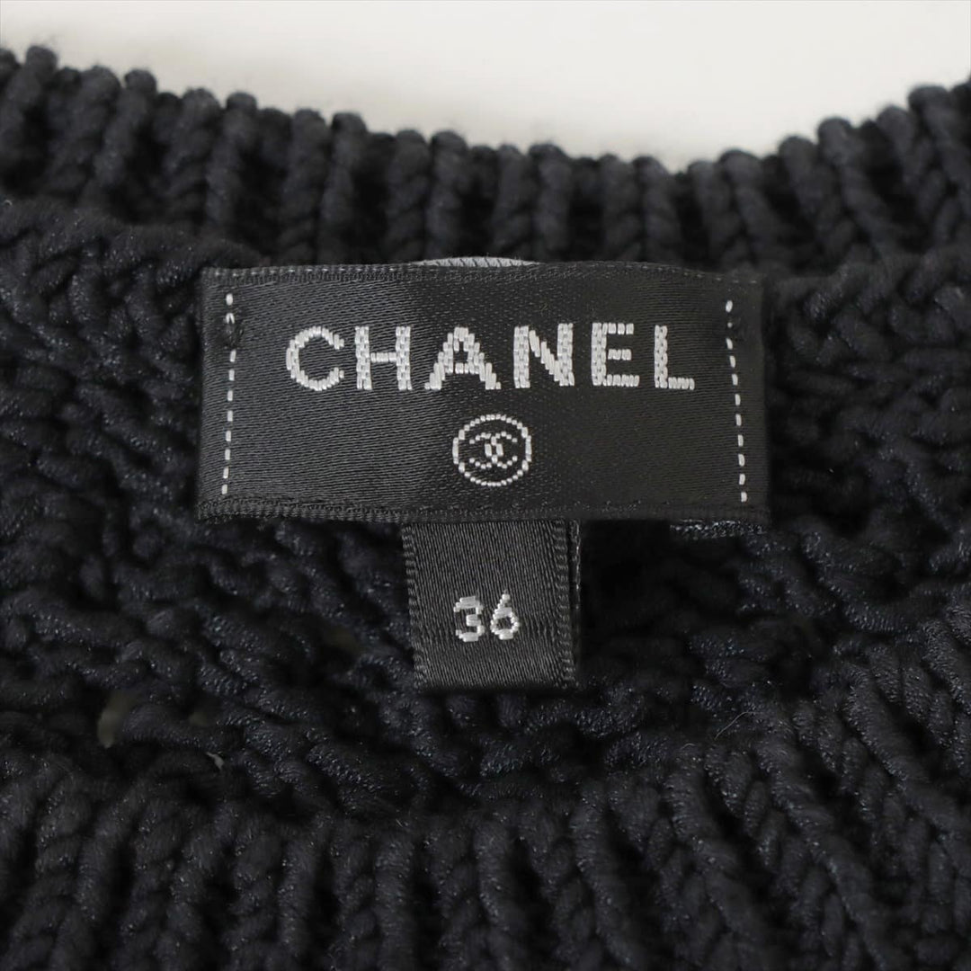 Top Quality Chanel Coconut Button P72 Silk e One Piece 36  Black