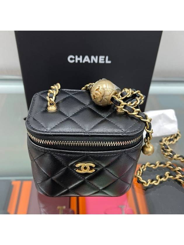 CC Logo Classic Vanity Small Cosmetic Case Mini Bag Black Chanel